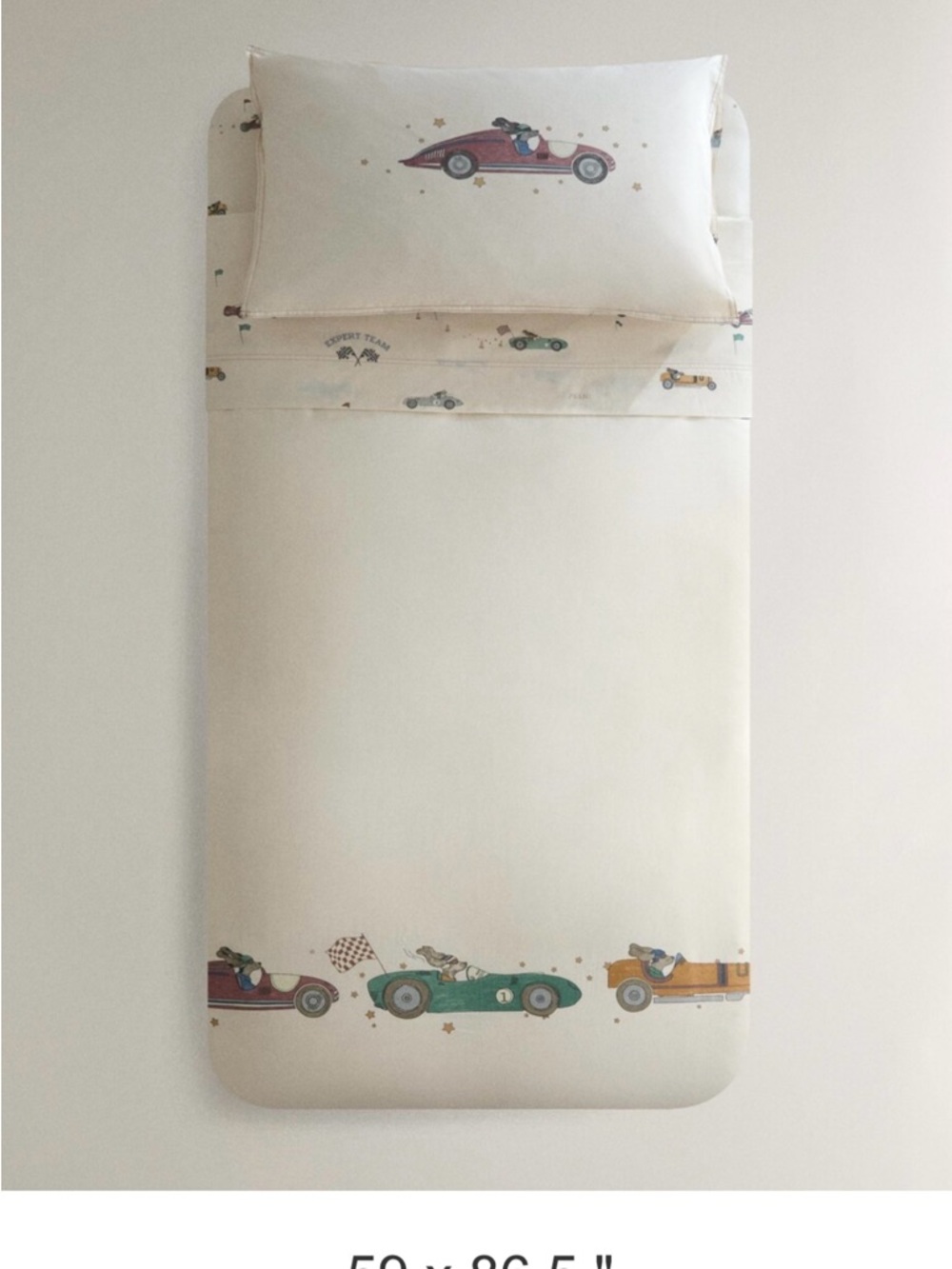 Zara Cream Kids Racing Car Sheet Set with Multicolor Cars